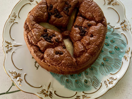Pear and chocolate cake with a ginger honey twist