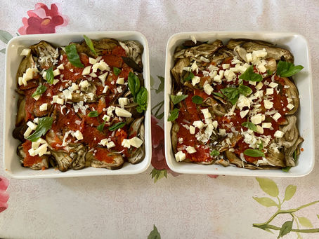 Fake, lighter aubergine parmigiana