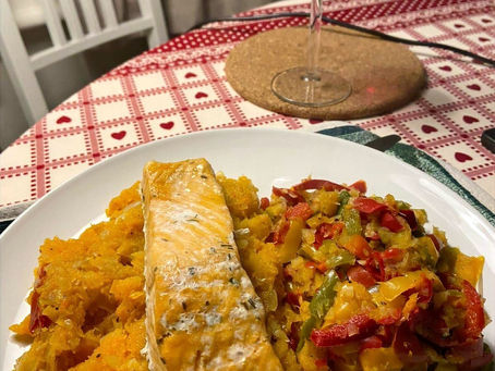 Salmon with butternut squash mash