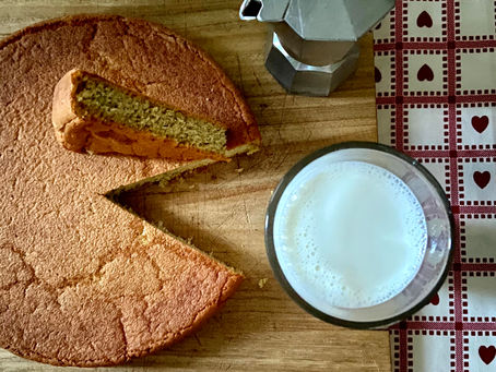Breakfast oat and almond sponge cake