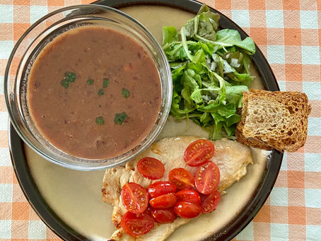 Red beans soup with veal steak