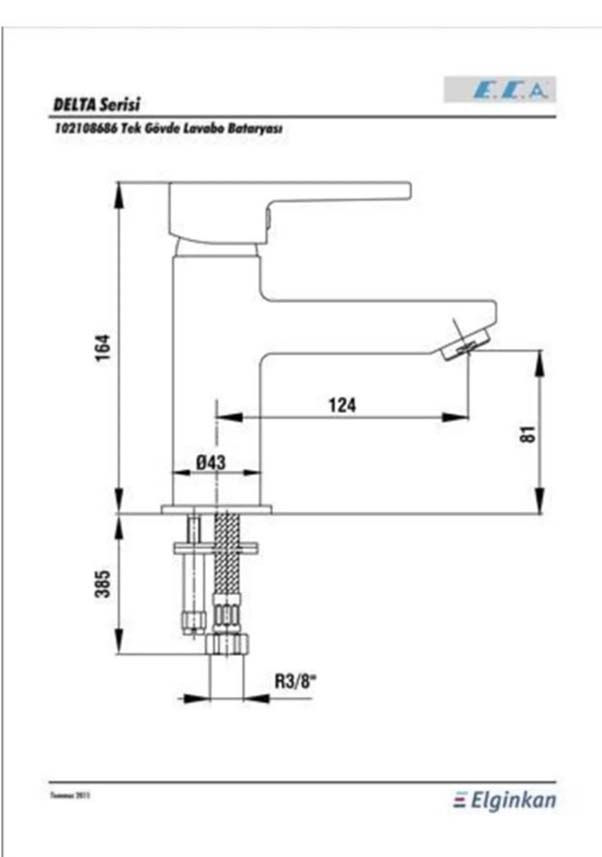 Küçük resim: ECA DELTA TEK GÖVDE LAVABO BATARYASI-KROM (102108686)