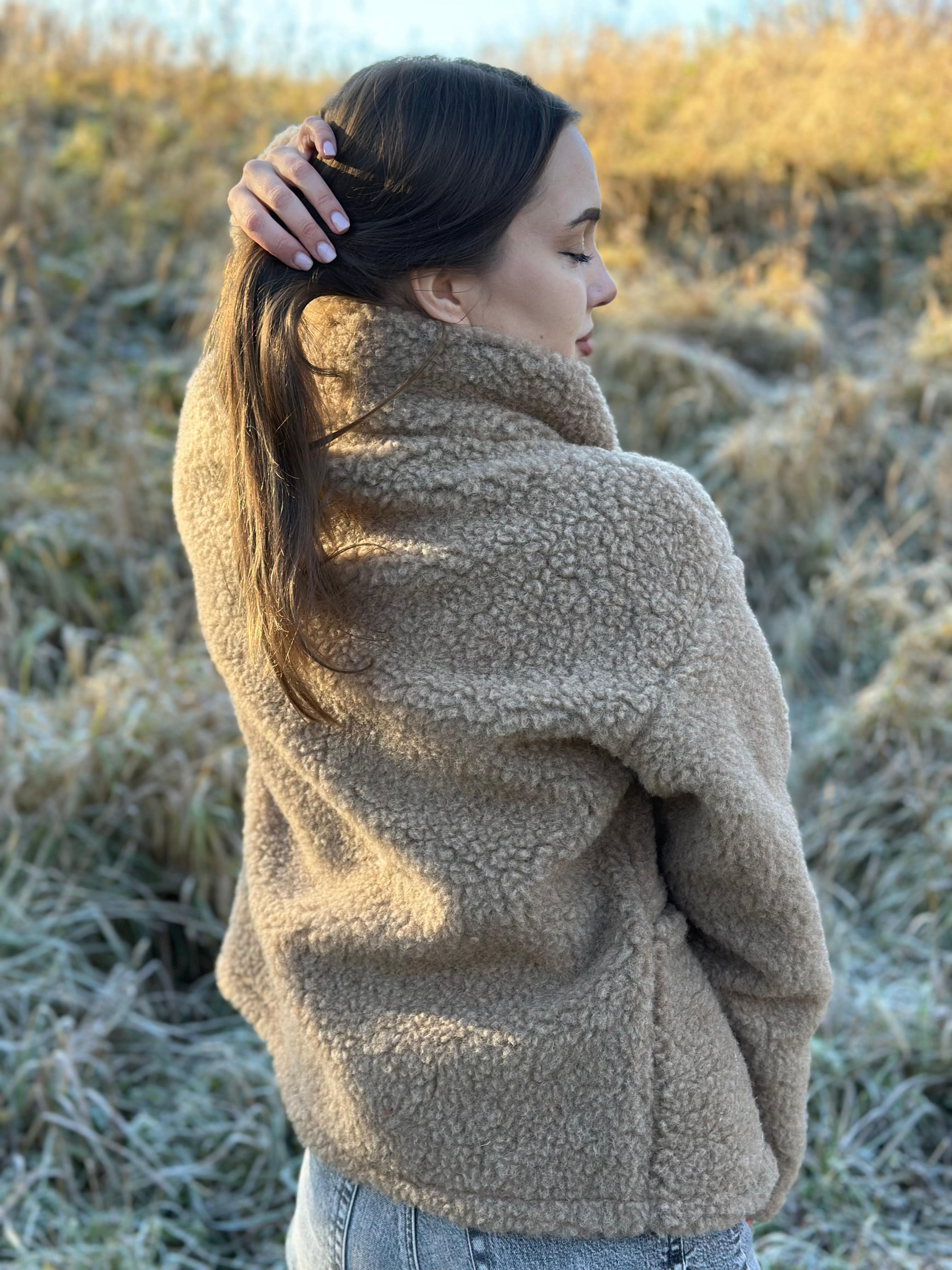 Jacke 100% Merinowolle Natür  für Damen und Herren