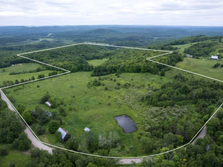 Aerial view showing boundaries of a large acreage in Haliburton Highlands, Ontario