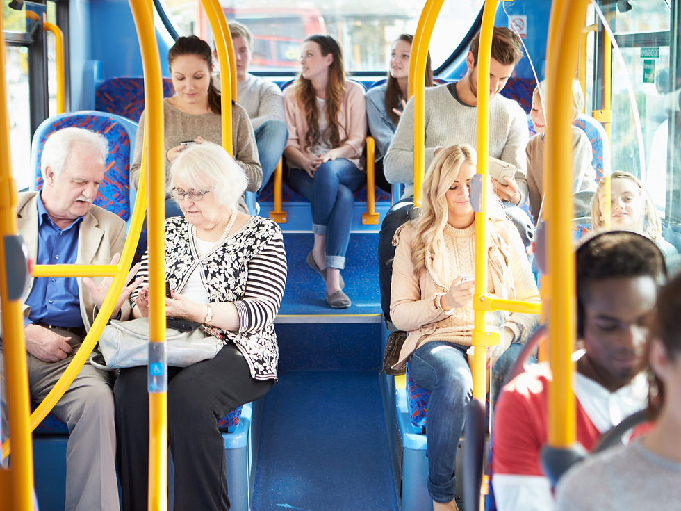 people riding the bus