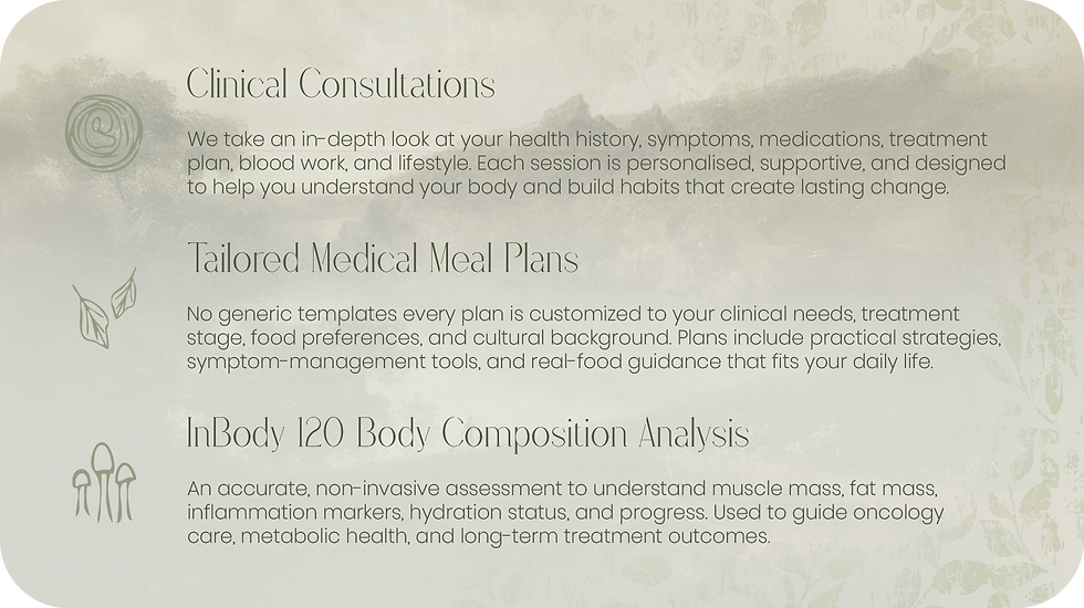 Clinical Consultations - Tailored Medical Meal Plans - InBody 120 Body Composition Analysis