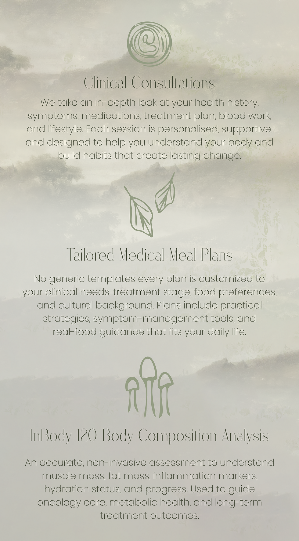 Clinical Consultations - Tailored Medical Meal Plans - InBody 120 Body Composition Analysis
