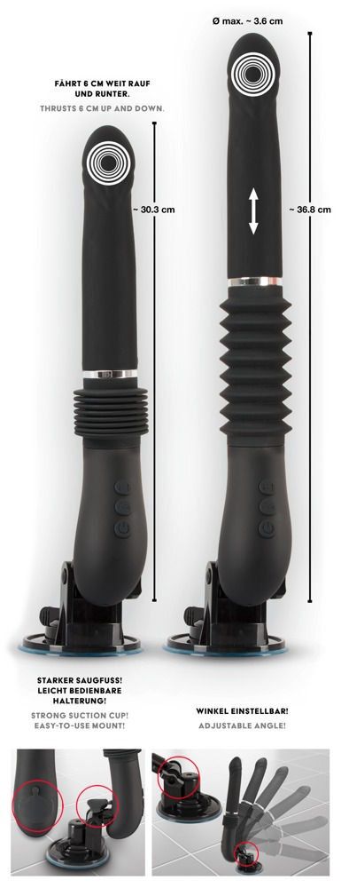 Miniaturbild: RC Fucking Machine 2.0 in angewinkelter Position – ergonomisch einstellbar für individuellen Genuss