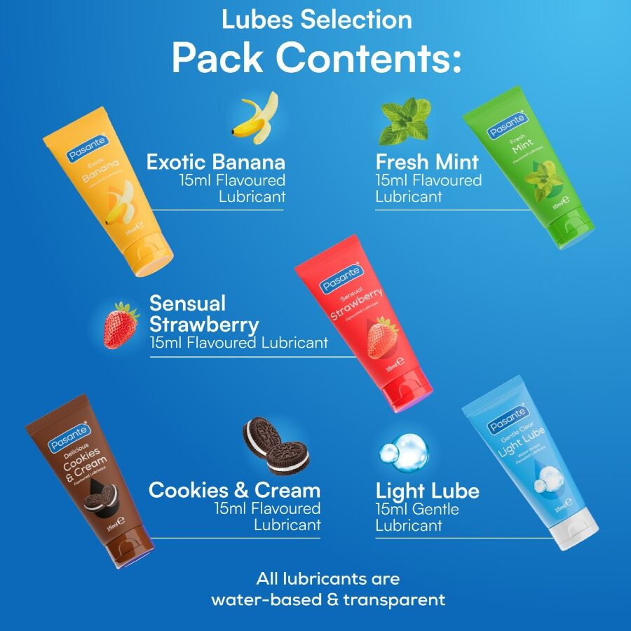 Miniaturbild: PASANTE Gleitgel Set bestehend aus fünf aromatisierten Mini-Tuben à 15 ml