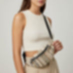 boho woven embroidered crossbody belt bag in beige