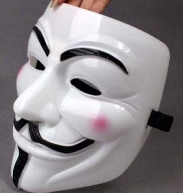 QG Group 1 pcs V for Vendetta Face Mask White for Men - White Guy Face Mask Anon