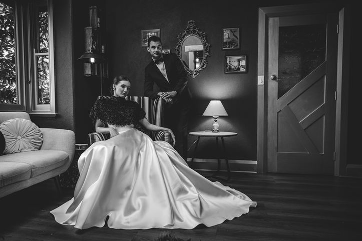 Vanity Fair styled bride and groom Oakdene