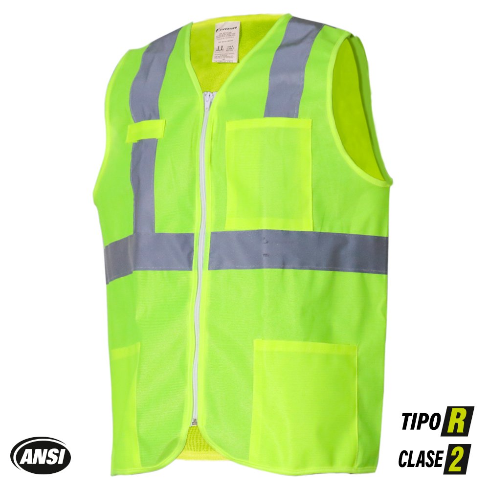 Chaleco amarillo de alta visibilidad con zipper