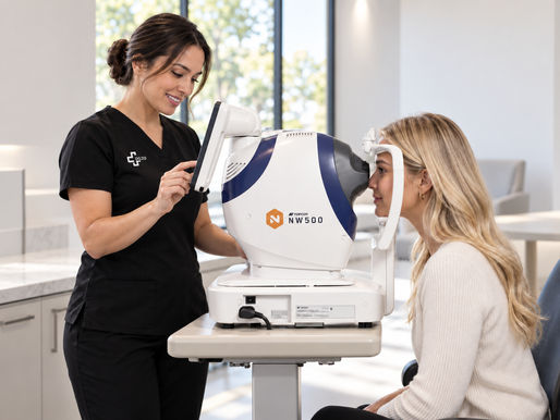 Medizinische Fachangestellte führt das Netzhautscreening durch – Diabetesvorsorge – DGZO Berlin