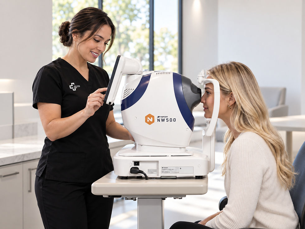 Medizinische Fachangestellte führt das Netzhautscreening durch – Diabetesvorsorge – DGZO Berlin