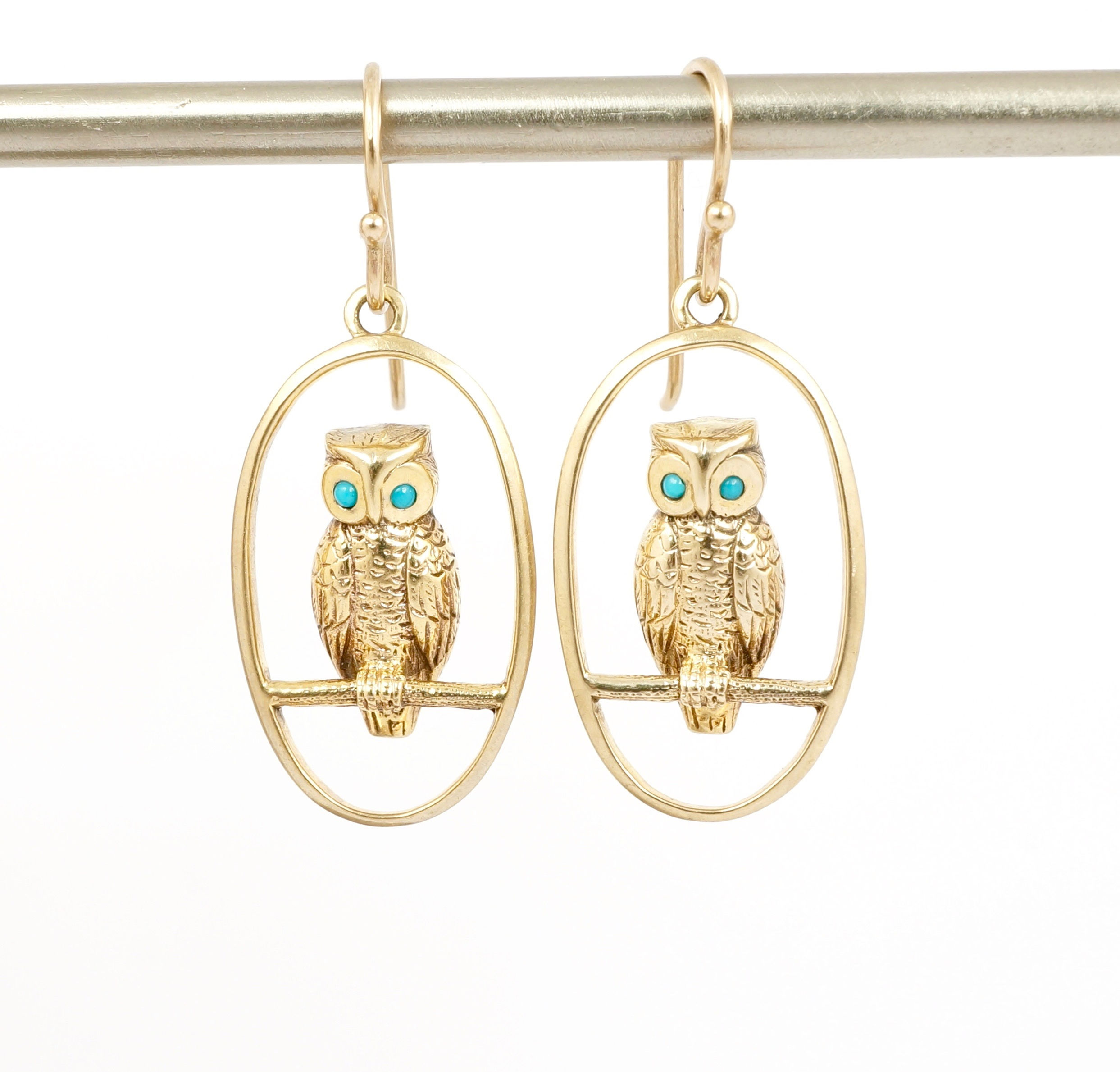 9ct Gold Owl Earrings