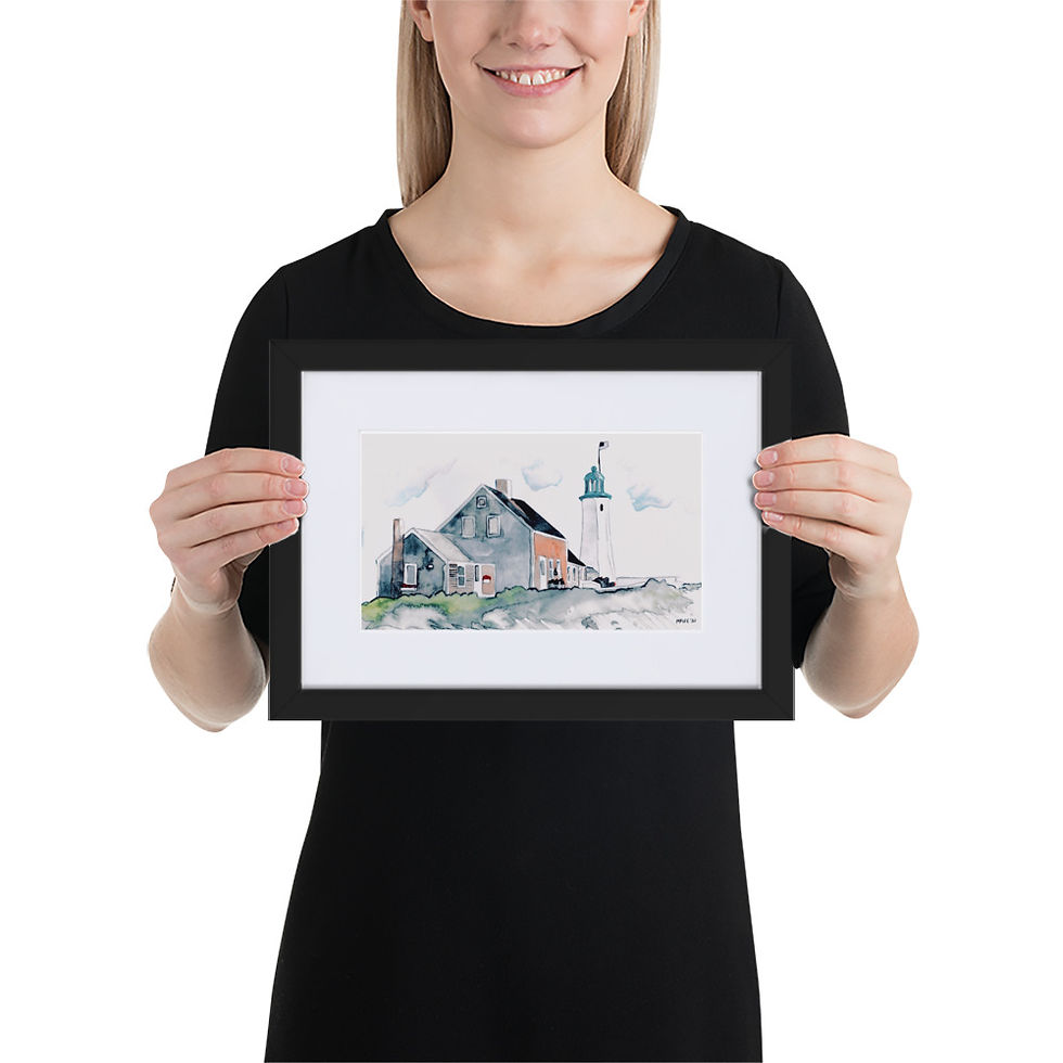 Scituate Lighthouse Framed Poster With Mat