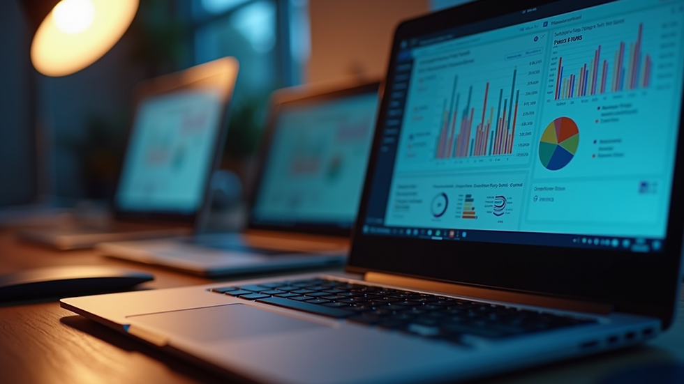 Eye-level view of a computer screen displaying real estate software dashboard