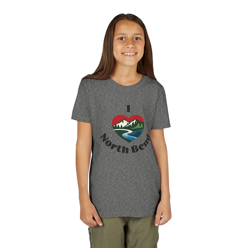 Thumbnail: Youth Tee — I Heart North Bend Kids Shirt (Mountain & River Travel Souvenir)