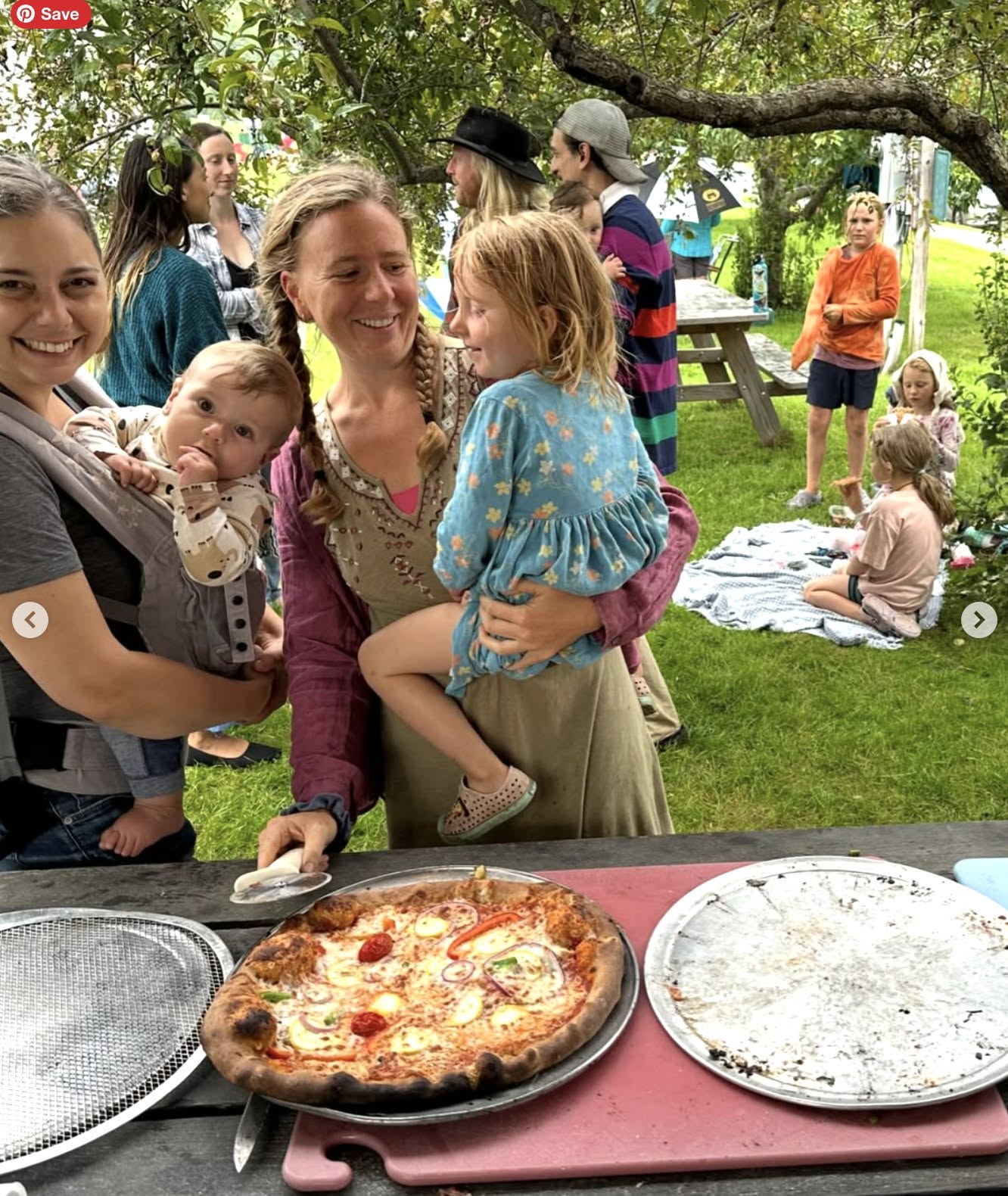 people enjoying a community oven bake