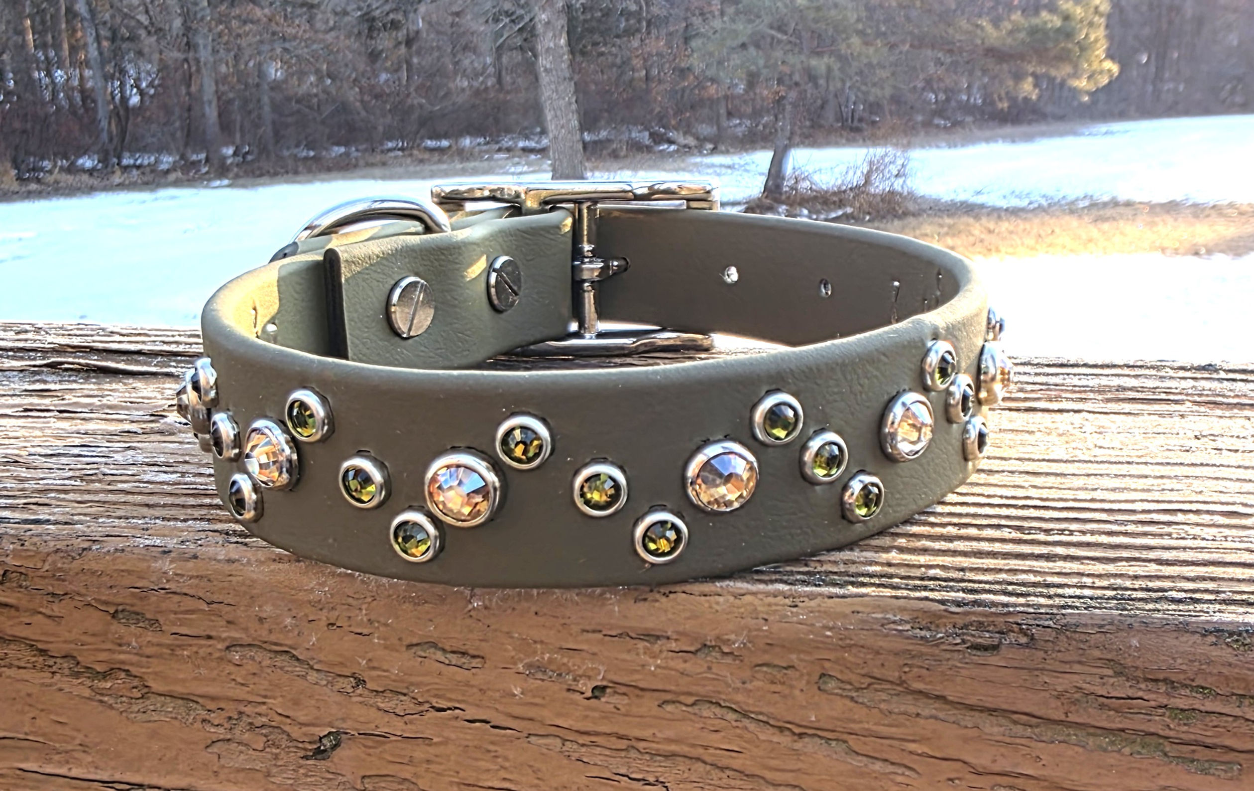 12" - 15" Olive Biothane Collar