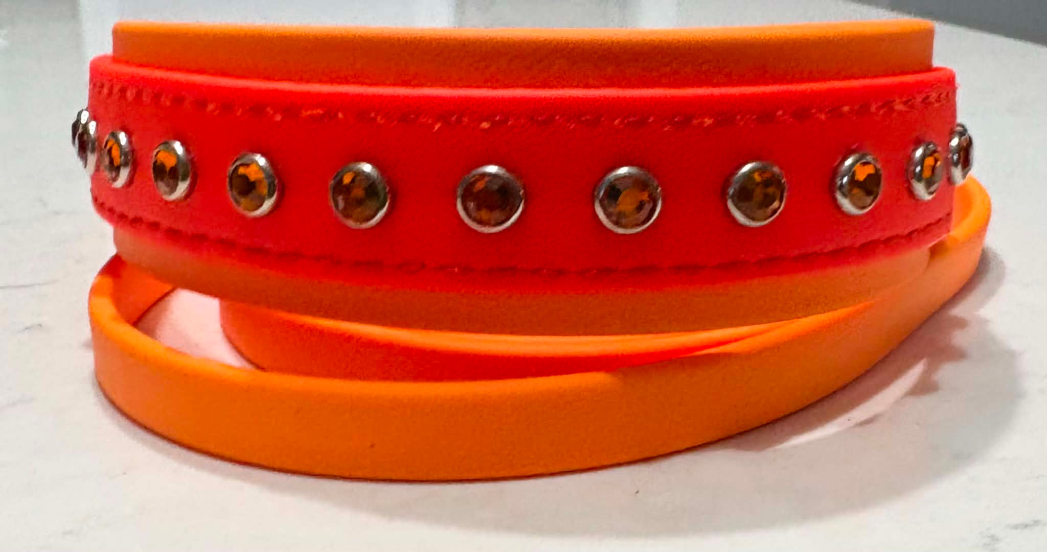 18" - 22" Oranges Biothane Collar/Leash Set