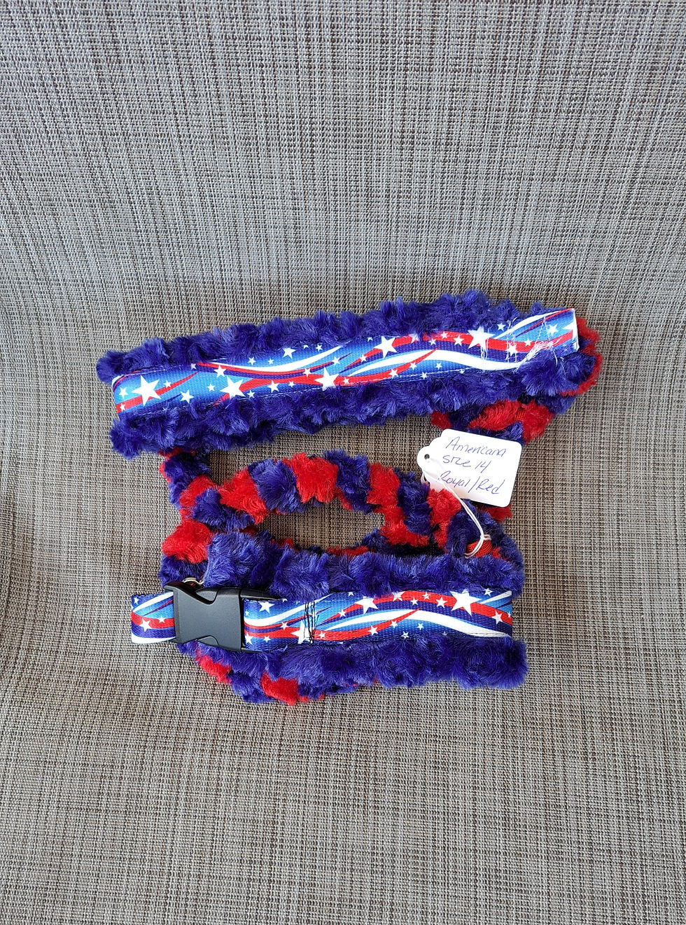 14" Americana Ribbon Handle Minky Martingale Leash