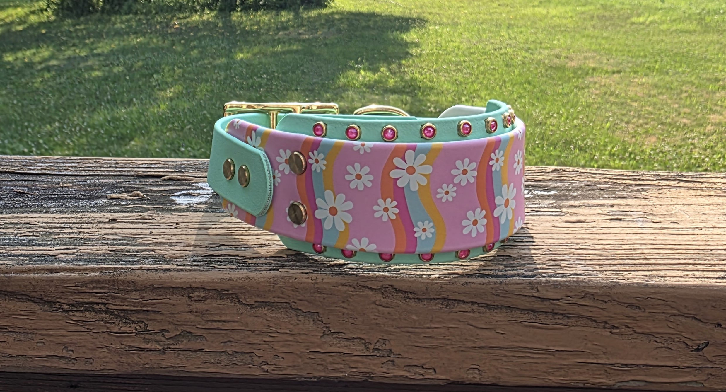 12" - 15" Bling Flowers Biothane Collar