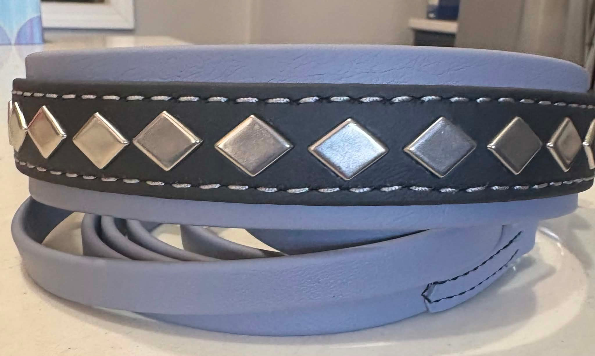 18" - 22" Gray/Black Biothane Collar/Leash Set