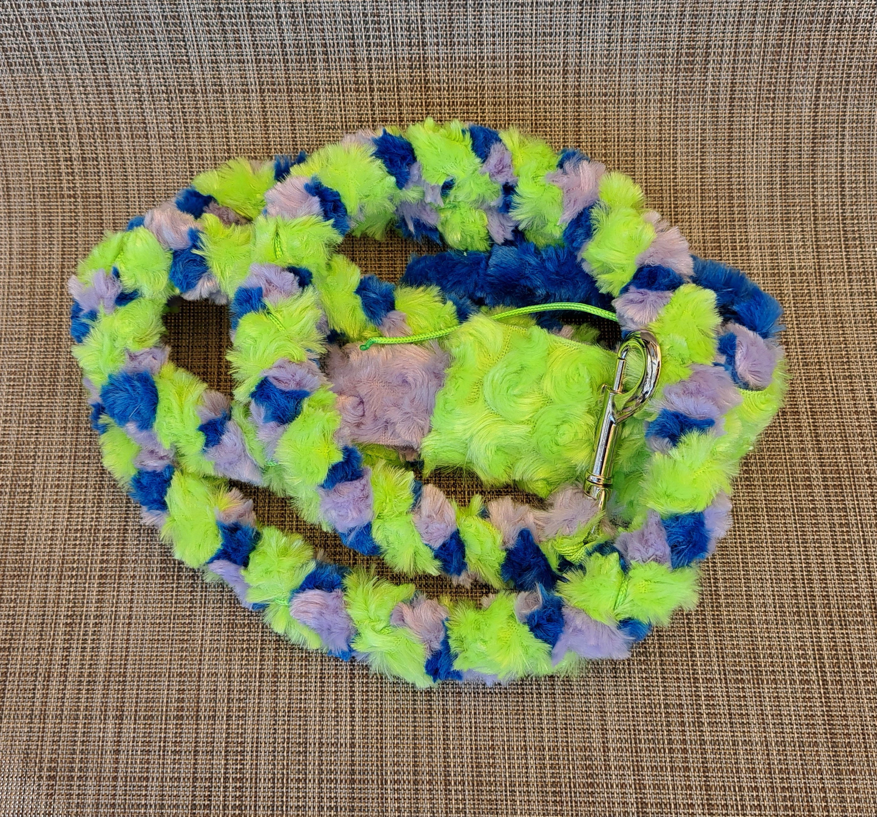 Lime Purple Blue Large Clip Minky Leash