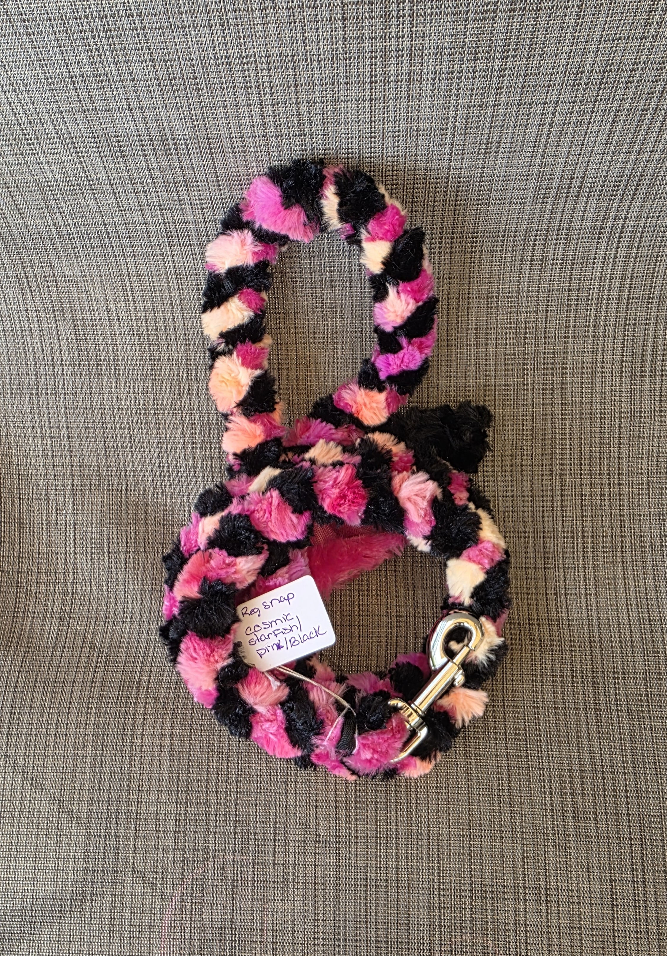 Cosmic Starfish Pink Black Large Clip Minky Leash