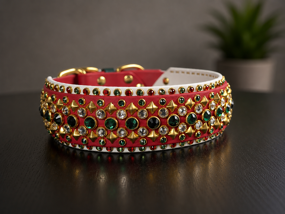 Thumbnail: 18.5" - 21" Crimson White Biothane Bling Collar