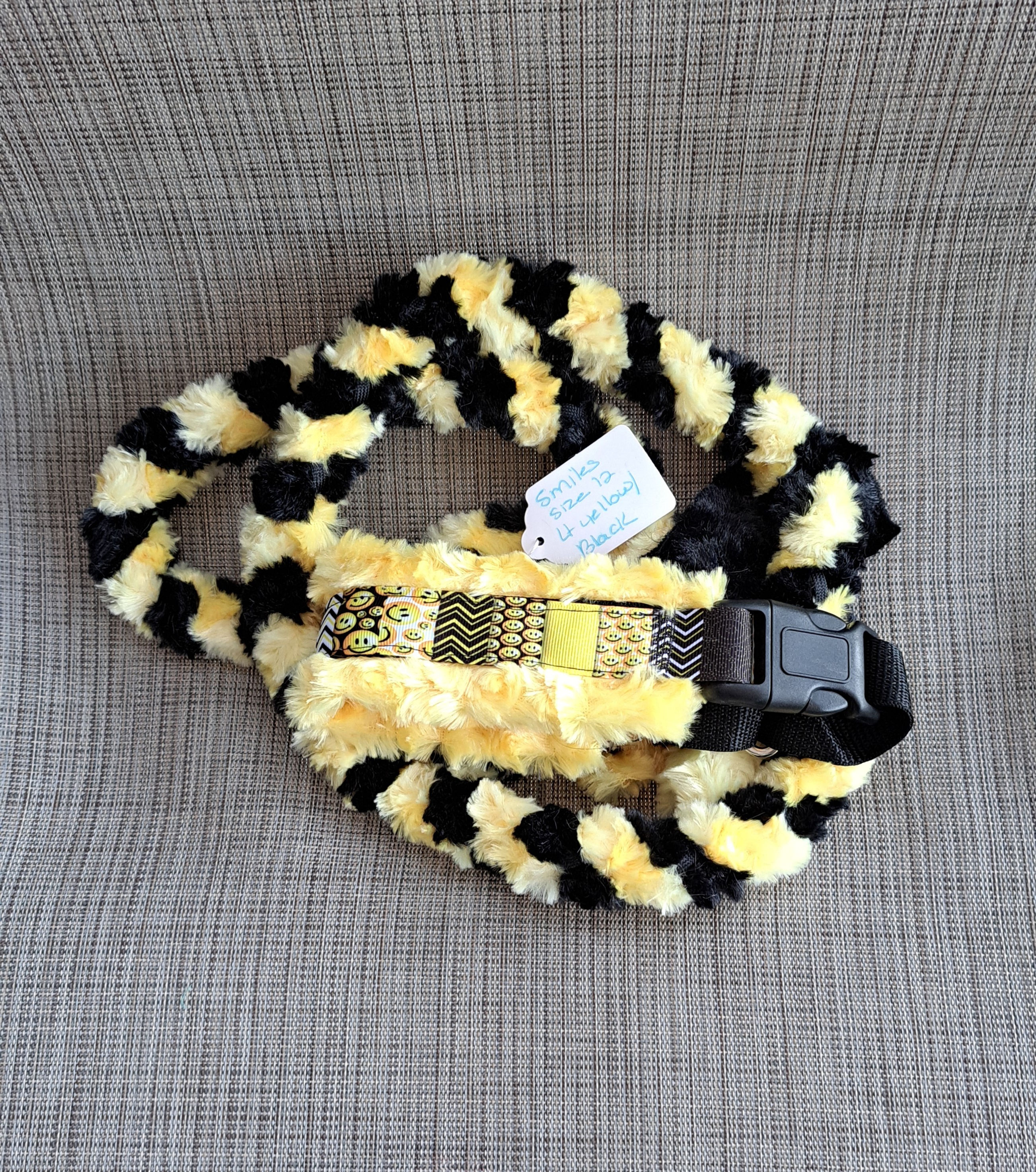 12" Smiles Yellow Black Minky Martingale Leash