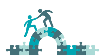 Bridge and puzzle piece graphic symbolizing mental health support
