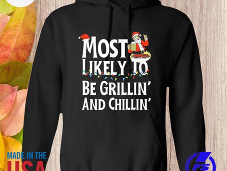 Most likely to be grillin’ and chillin’ santa grilling vintage shirt