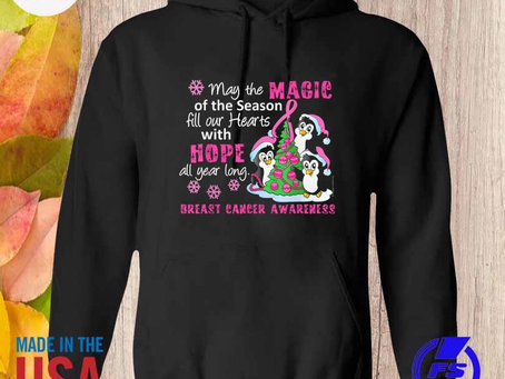 Santa penguin may the magic of the season fill our hearts with hope all year long breast cancer awar