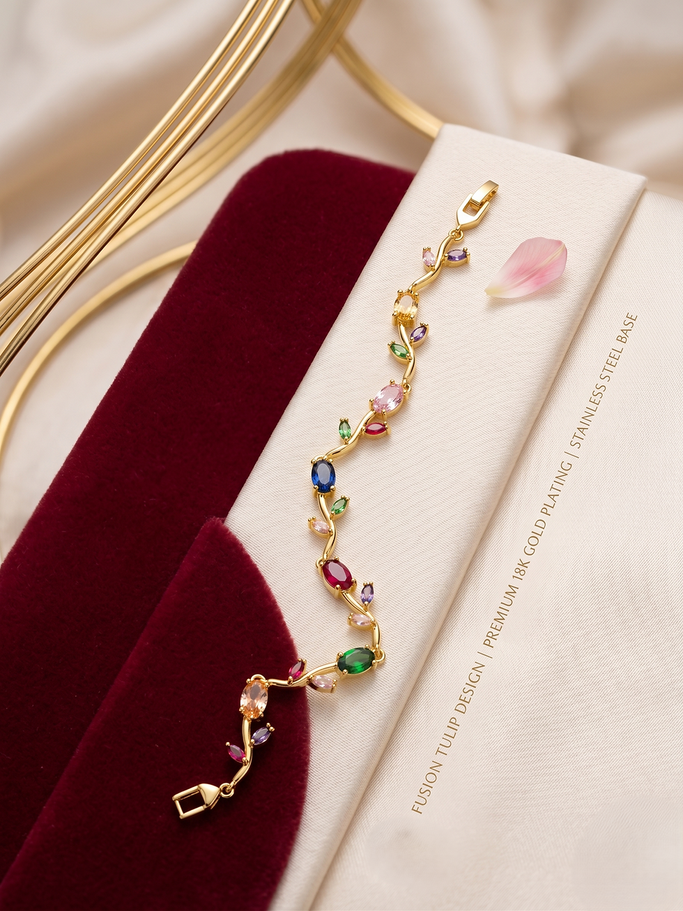 Thumbnail: FLB Vibrant Tulip Design Bracelet – Premium Stainless Steel