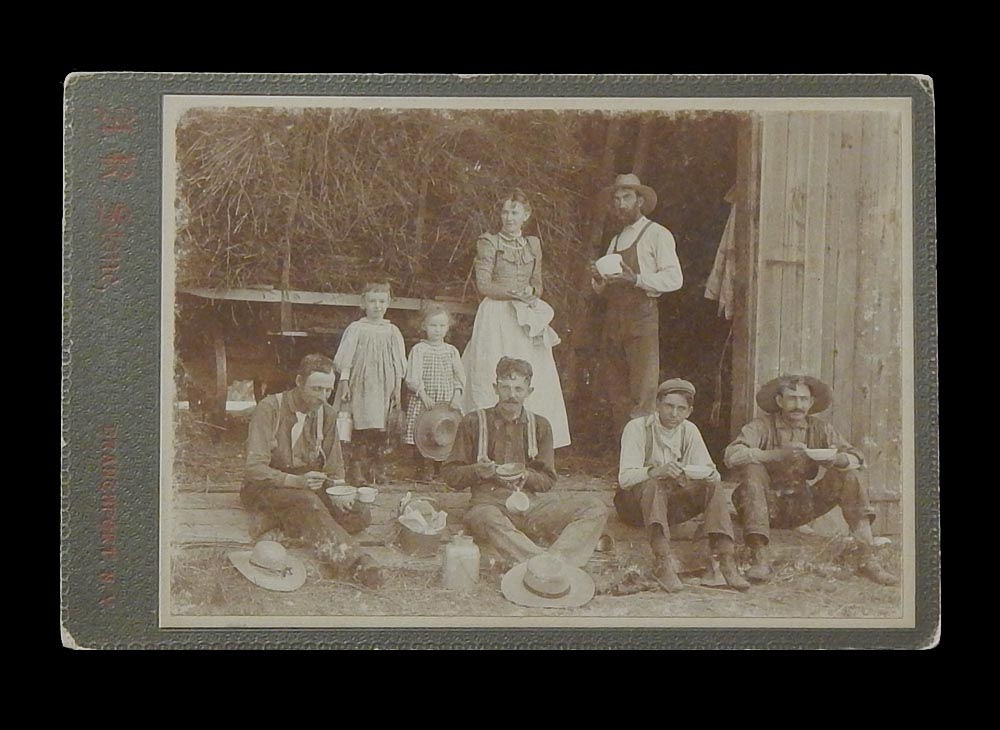 1880 Cabinet Card Photo Occupational LUNCH time on Farm Day Laborers New York