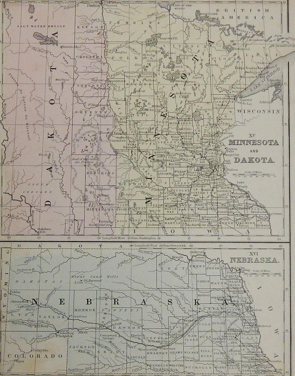 Thumbnail: Original 1871 US Middle State 11x18 Mitchell Area Map Iowa covering Kentucky