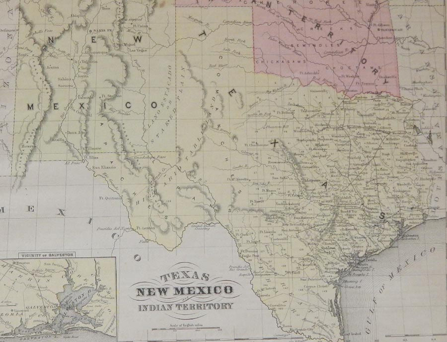 Thumbnail: c1869 Map 9.5x12 ​ Colorful US State Map  TEXAS & New Mexico By McNallys