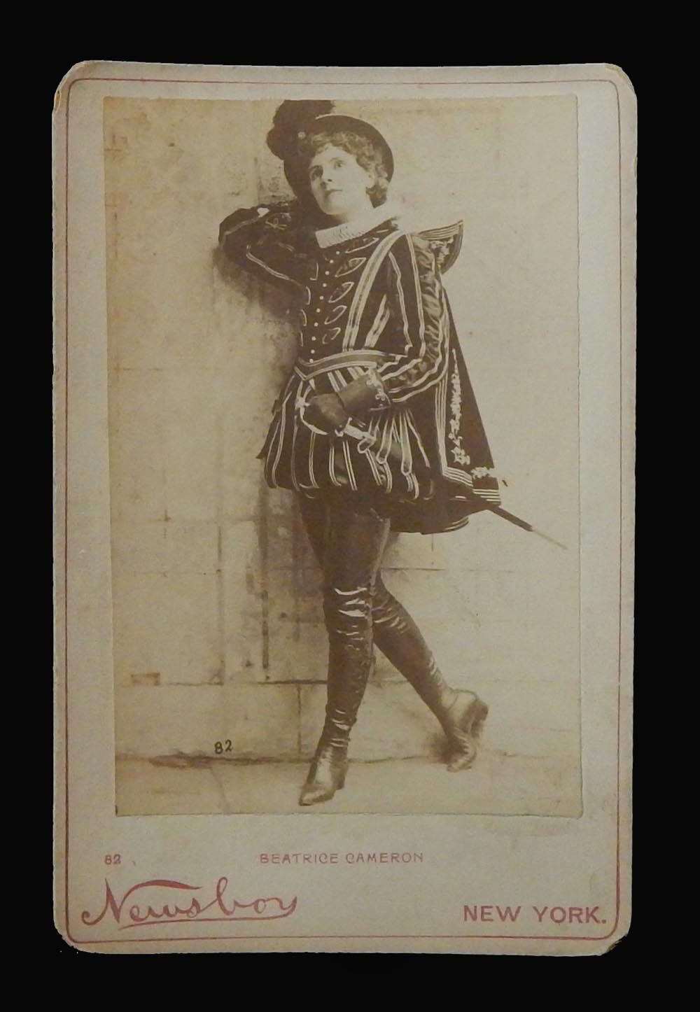 Newsboy Cabinet Card Photo American Actress Stage costume Beatrice Cameron