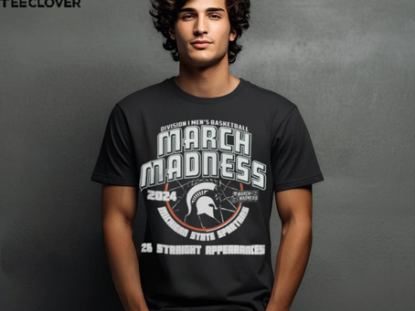 Michigan State Spartans Green 2024 26 Straight March Madness Appearances Short Sleeve T Shirt