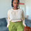 Thumbnail: Cream Ruched Waist Blouse