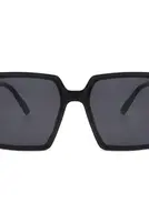 Thumbnail: Black square sunglasses with dark lenses on a white background.