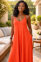 Thumbnail: Burnt Orange Cute -Casual Maxi Dress
