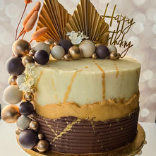 birthday cake, boho theme, bohemian theme, gold and brown, gold and chocolate.