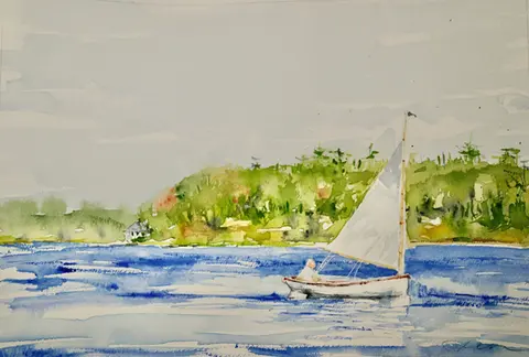 Tom Richardson watercolor "Catboat"