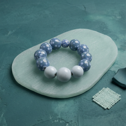 Blue kazuri bracelet handmade in conyers, ga