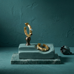 Gold hoops with light blue/moonstone gems mhl jewelry designs