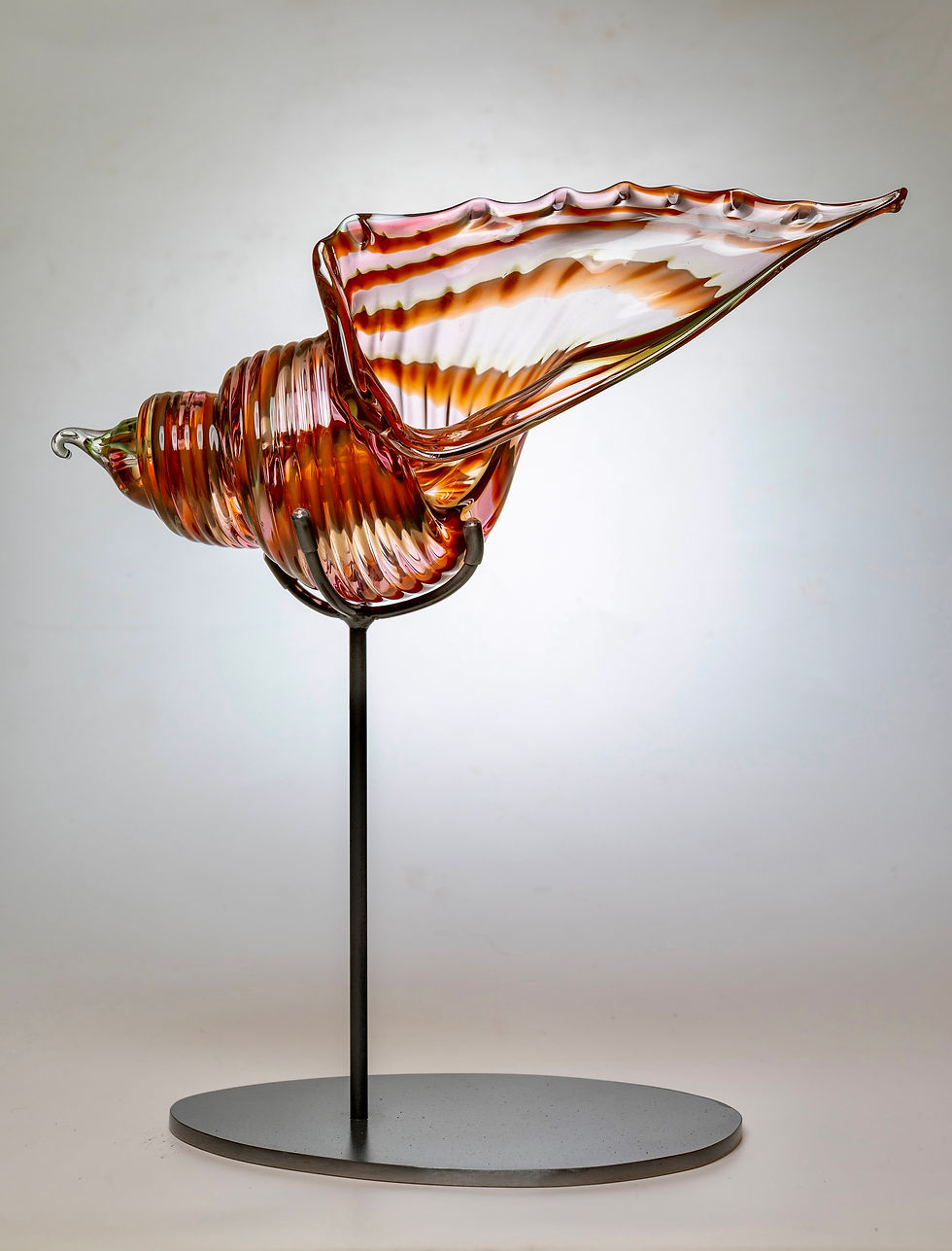 Thumbnail: Art Glass Shell with Custom Metal Base